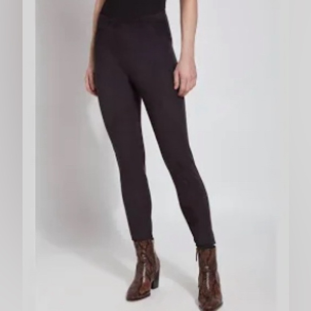 Lysse Black Luxe Faux Suede Leggings Ankle High Rise Minimalist Capsule Medium